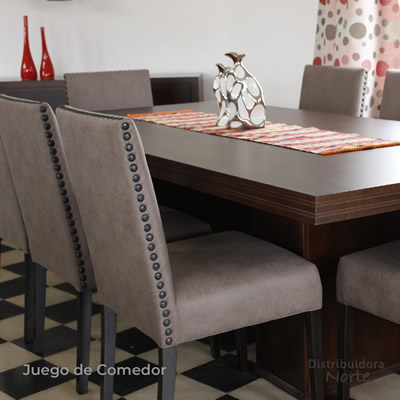 juego de comedor con sillas tapizadas